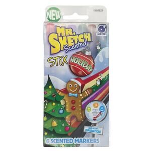 2014 Mr. Sketch Holiday Stix 6 Scented Markers Christmas Fine Point 1919539 New